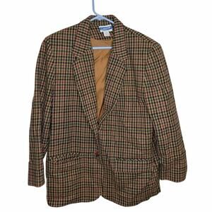 Women’s Pendleton Knockabouts Large Houndstooth 100% Virgin Wool Blazer Jacket